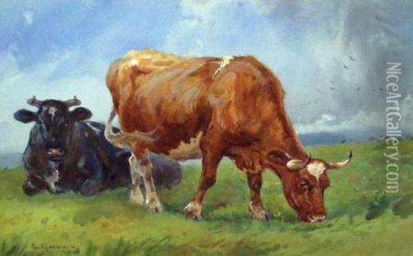 Cattle Grazing Oil Painting - William Sidney Goodwin