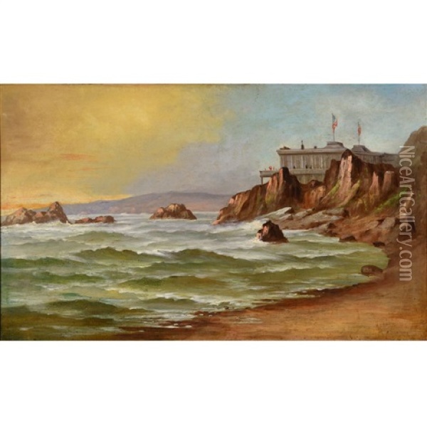 View Of Cliff House At Sunset Oil Painting - Meyer Straus