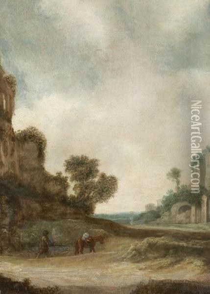 Landschaft Mit Ruinen Und Bauer Mit Pferd Oil Painting - Pieter De Molijn