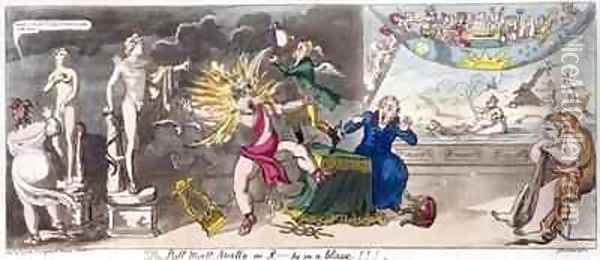 The Pall Mall Apollo or R ty in a blaze Oil Painting - George Cruikshank I