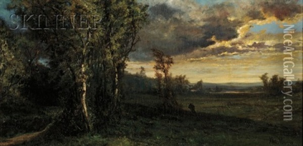 Evening Landscape Oil Painting - Alexander Ferdinand Wust