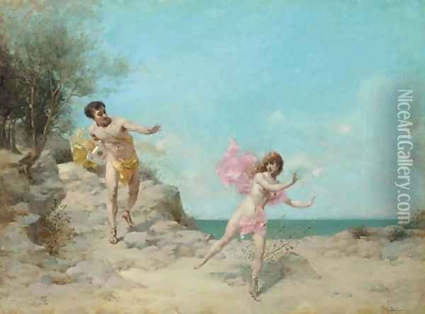 Appollon et Daphne Oil Painting - Jules Frederic Ballavoine