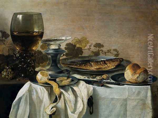 Still Life with Fish Oil Painting - Pieter Claesz.