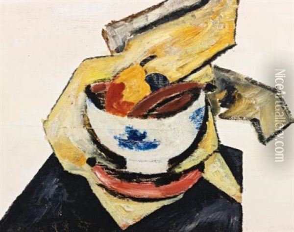 Still Life With White Bowl Oil Painting - Marsden Hartley