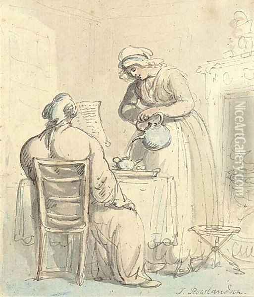 The Bachelor Oil Painting - Thomas Rowlandson