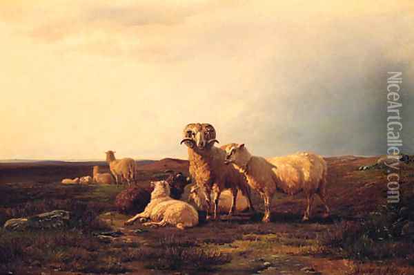 Sheep In A Landscape Oil Painting - Johannes Wilhelm Zillen