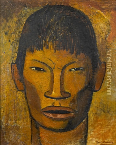 Cabeza Indigena Oil Painting - Alfredo Ramos Martinez