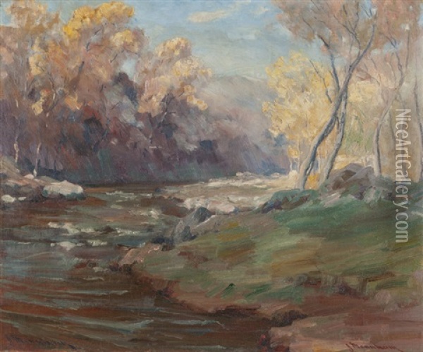 Stream Through The Arroyo Seco Oil Painting - Jean Mannheim