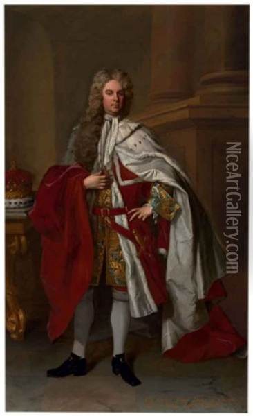 Portrait Of James Brydges, 1st Duke Of Chandos In Peer's Robes With A Ducal Coronet Oil Painting - Michael Dahl