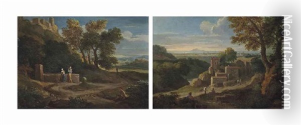Paysages Italiens Oil Painting - Jan Frans van Bloemen