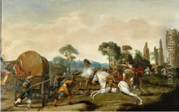 Attaque De Brigands Oil Painting - Pieter Snayers