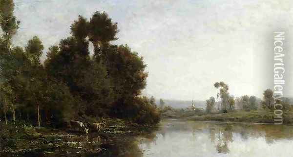 The Banks of the River I Oil Painting - Charles-Francois Daubigny