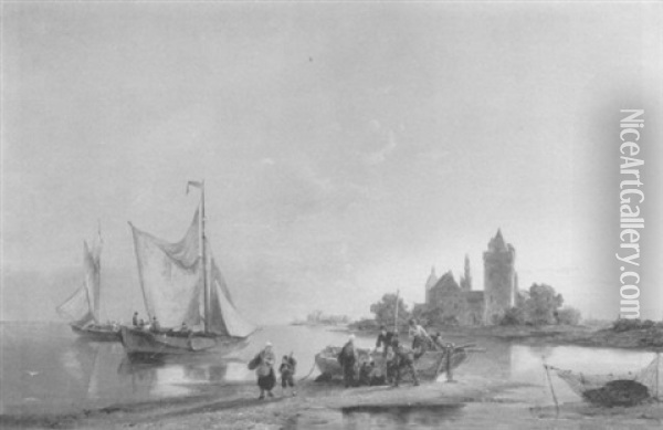 Doesburg On The Rhine Oil Painting - Pieter Cornelis Dommershuijzen