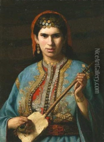 Marocaine A La Mandoline Oil Painting - Henry Leland