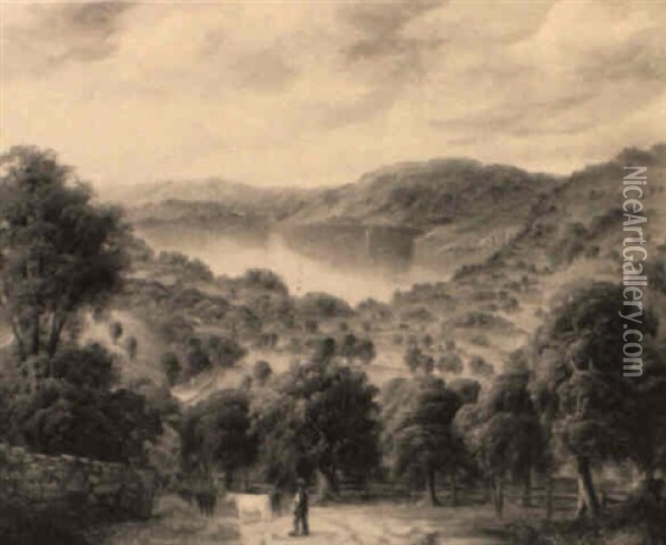 Distant View Of Windermere Oil Painting - John Joseph Hughes