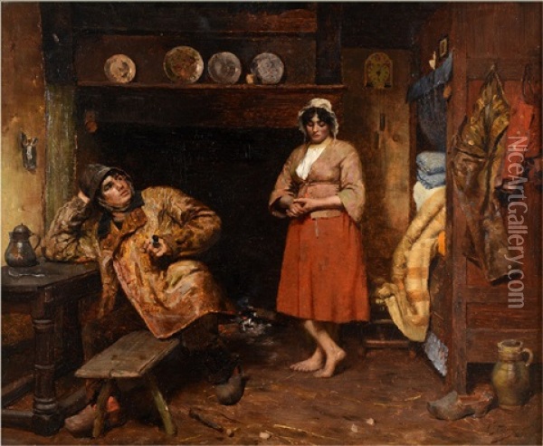 The Fisherman's Home Oil Painting - Alois Boudry