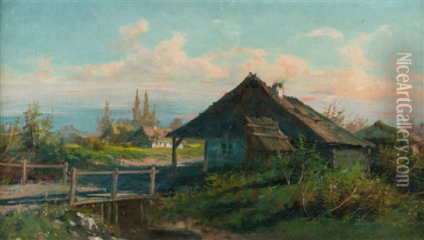 Pejzaz Z Chata Oil Painting - Stanislaw Batowski-Kaczor