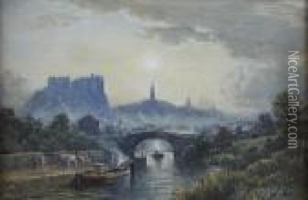 Edinburgh Castle, Evening Oil Painting - Samuel Bough