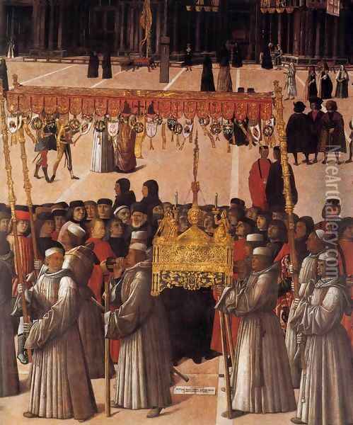 Procession in Piazza San Marco (detail) 2 Oil Painting - Gentile Bellini