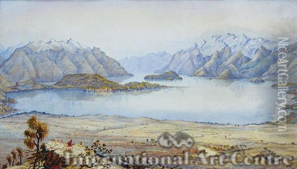 Lake Manapouri Panorama Oil Painting - Christopher Aubrey