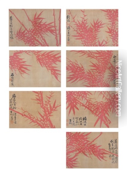 A Set Of Seven Bamboo Paintings Oil Painting -  Li Chenxiong