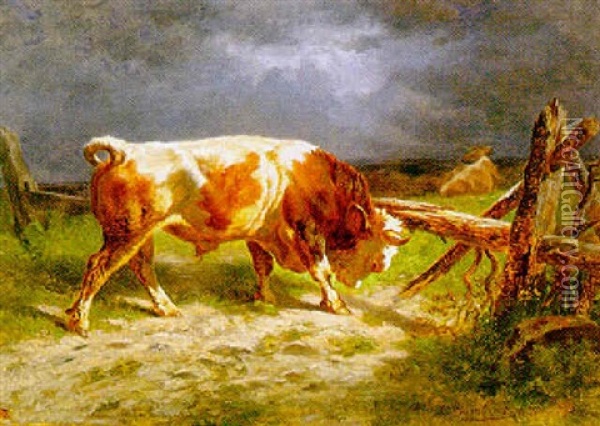 Taureau Oil Painting - Charles (Jean-Ch. Ferdinand) Humbert