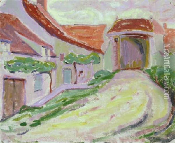 Village, Brittany Oil Painting - Emily Carr