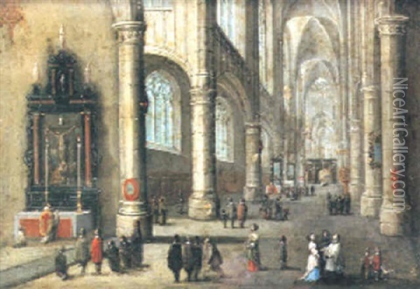 Katedralen I Antwerpen Oil Painting - Peeter Neeffs the Younger