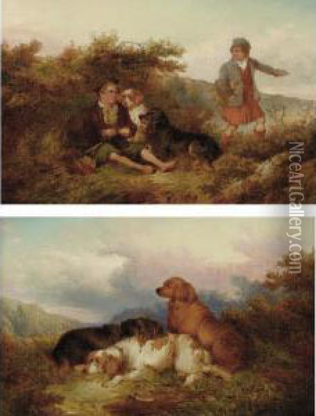 'a Mid-day Rest' And 'waiting For Master': A Pair Of Paintings Oil Painting - Paul Jones