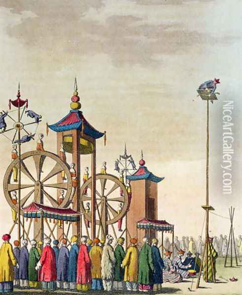 A Chinese circus, illustration from Le Costume Ancien et Moderne by Giulio Ferrario, published c.1820s-30s Oil Painting - Gaetano Zancon
