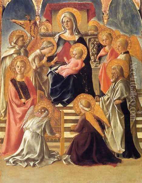Madonna and Child Enthroned with Saints Oil Painting - Filippino Lippi