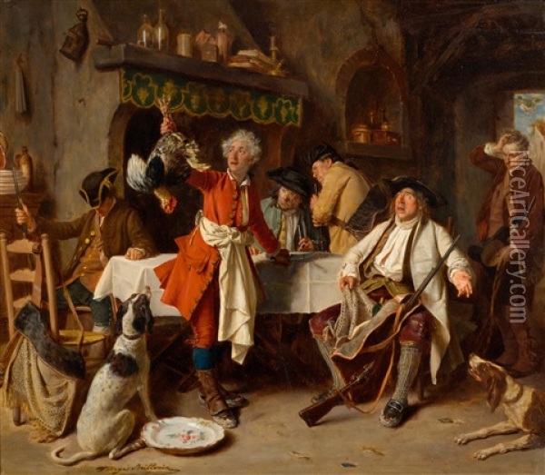 After The Hunt Oil Painting - Louis Georges Brillouin