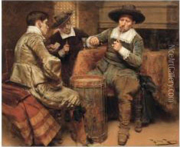 Partida De Cartas (the Card Game) Oil Painting - Roman Ribera Cirera