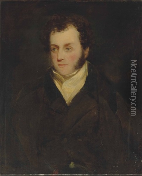 Portrait Of A Gentleman, Traditionally Identified As Lancelot Archer-burton (1789-1852), Bust-length, In A White Cravat And Black Coat Oil Painting - John Constable