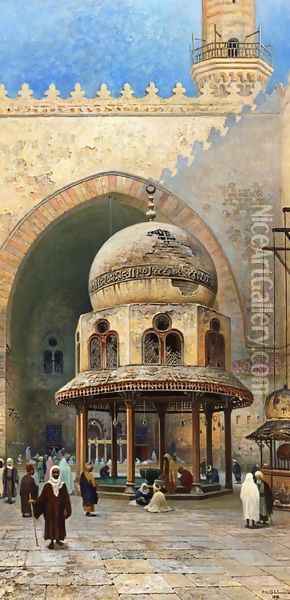 Outside the Mosque Oil Painting - Frans Wilhelm Odelmark