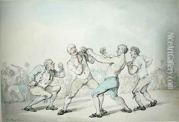 A Boxing Match Oil Painting - Thomas Rowlandson