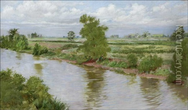 River Landscape Oil Painting - Charles Abel Corwin