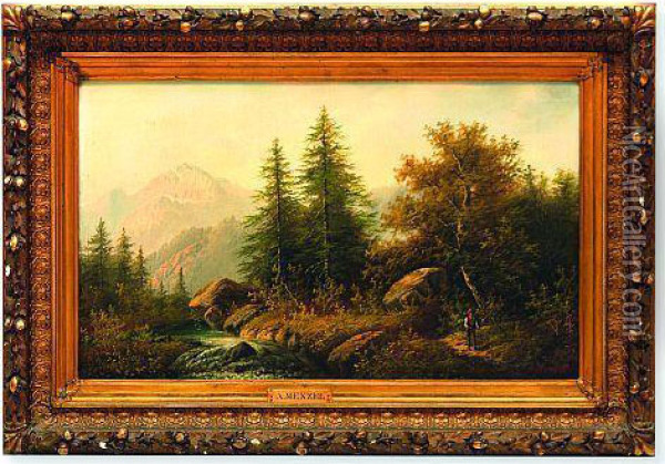 Paisaje Con Caminante Oil Painting - Adolph von Menzel