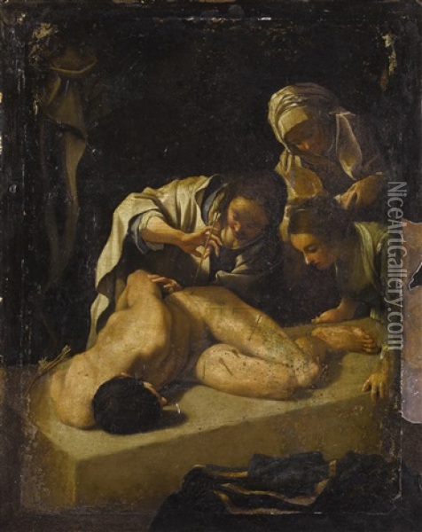 Saint Irene Tending Saint Sebastian Oil Painting - Bartolomeo Schedoni
