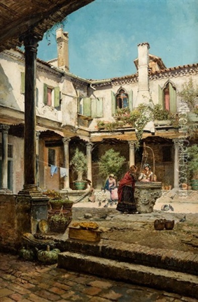 Patio Veneciano Oil Painting - Mamerto Segui Arecharala