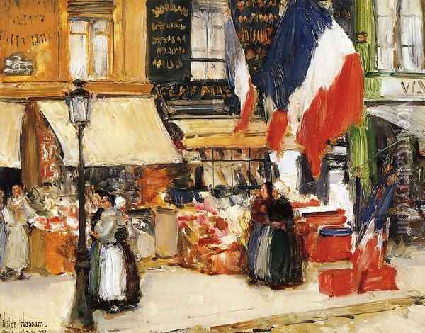 Bastille Day, Boulevard Rochechouart, Paris Oil Painting - Childe Hassam