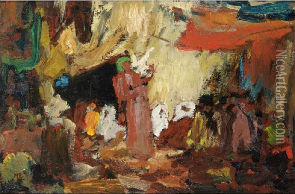 Oriental Market Oil Painting - Marius Bauer