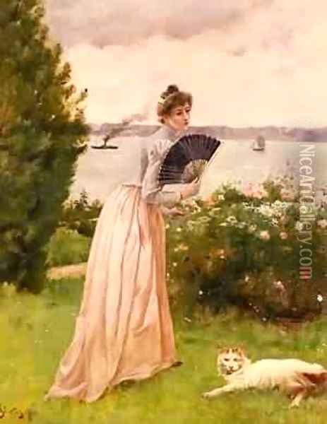 La Dame A L Eventail Oil Painting - Aime Stevens