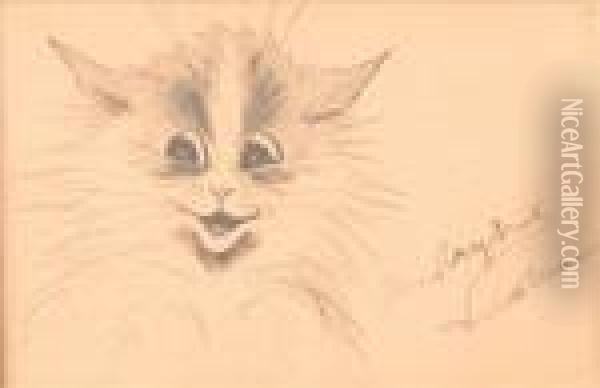 Cat Study Oil Painting - Louis William Wain