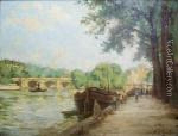 Quais De La Seine Oil Painting - Elie Anatole Pavil