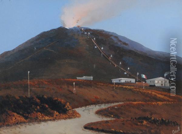 La Funivia Del Vesuvio Oil Painting - Augusto Corelli