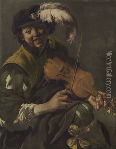 A Youth Playing The Violin Oil Painting - Hendrick Ter Brugghen