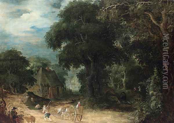 Wooded Landscape Oil Painting - Abraham Govaerts