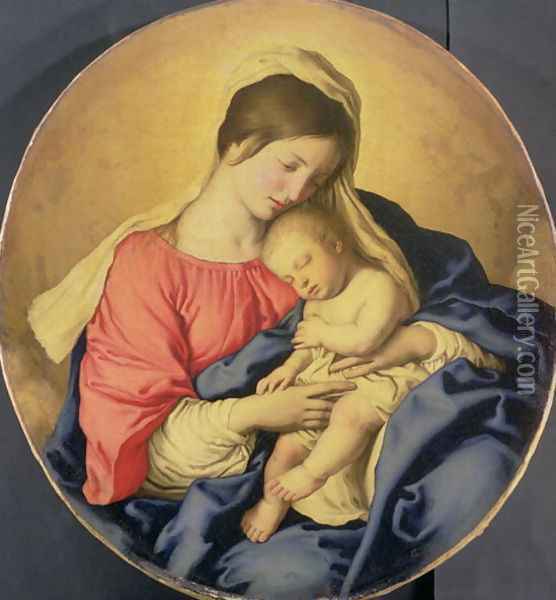 The Virgin and Child, c.1640-85 Oil Painting - Francesco de' Rossi (see Sassoferrato)