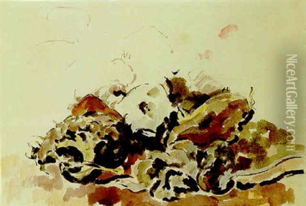 A Still Live With Mushrooms And Flowers Oil Painting - Rik Wouters